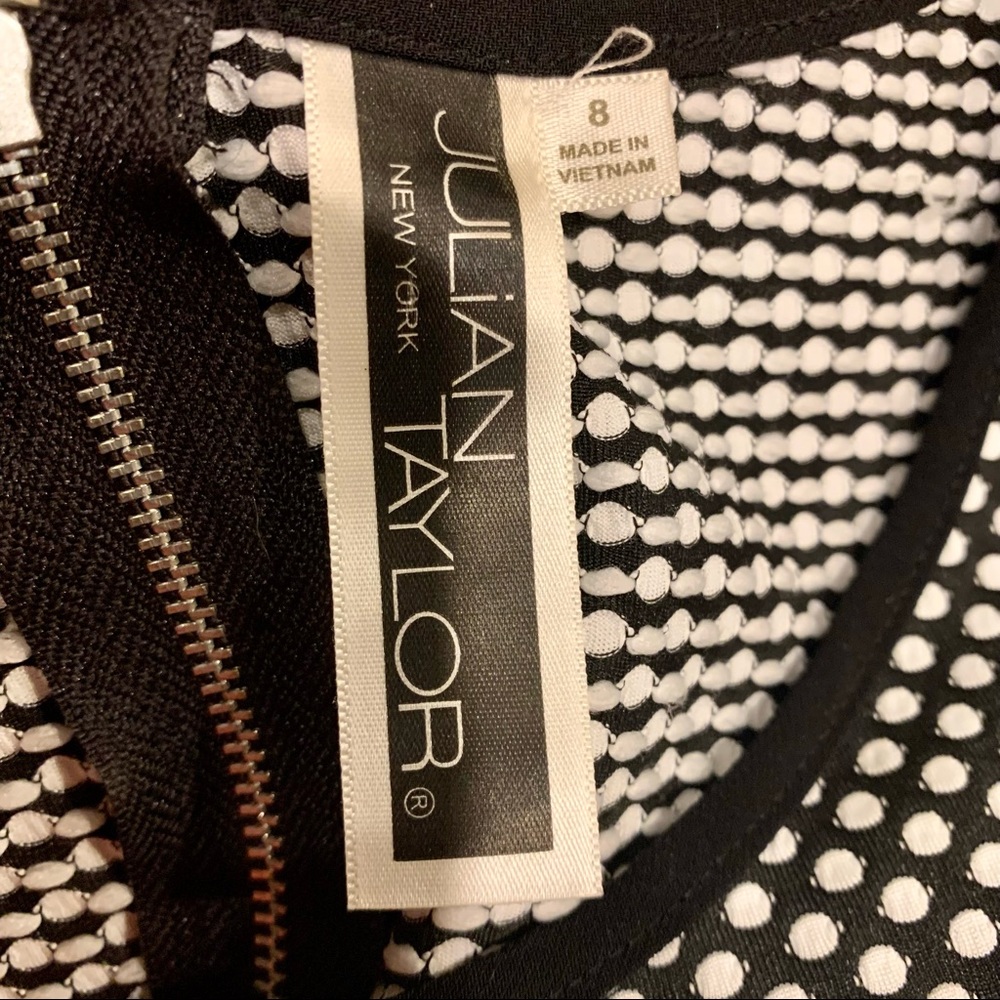 Julian Taylor Dress Black with White Polka Dots Short Sleeve Full Skirt -Size 8 - Picture 11 of 13